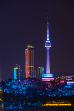 武汉龟山电视台夜景灯光秀风光