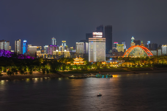 湖北武汉两江四岸灯光秀夜景风光