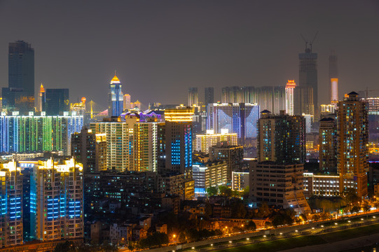 湖北武汉两江四岸灯光秀夜景风光