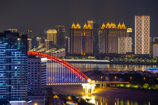 湖北武汉两江四岸灯光秀夜景风光