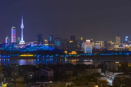 湖北武汉两江四岸灯光秀夜景风光