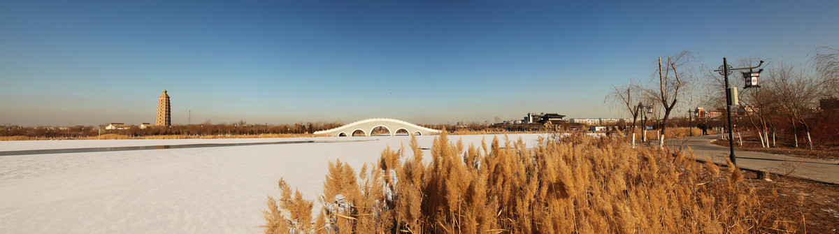 宁夏银川海宝公园冬季雪景