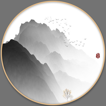 墨韵水墨画意境云雾水墨画
