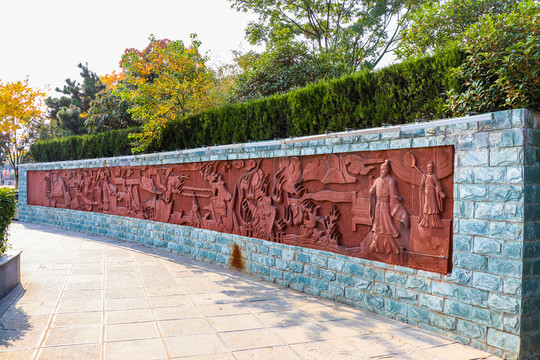 三国故事文化墙石墙
