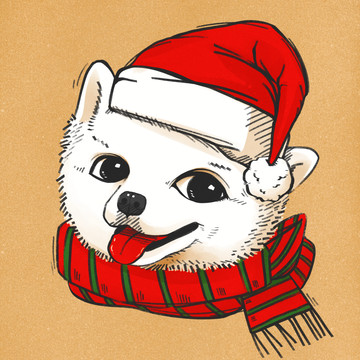 圣诞节装扮的小狗卡通头象