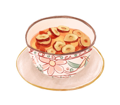 红枣枸杞桂圆茶手绘素材