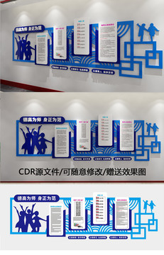 教师师德风范校园老师文化墙