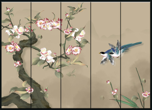 中式花鸟装饰
