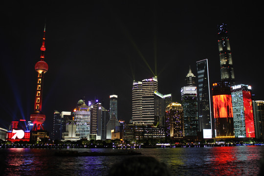 上海夜景外滩风光东方明珠塔