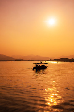 杭州西湖日落黄昏
