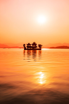 杭州西湖日落黄昏