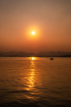 浙江杭州西湖日落