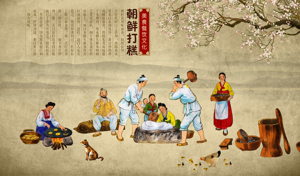 朝鲜打糕壁画韩国泡菜朝鲜民俗
