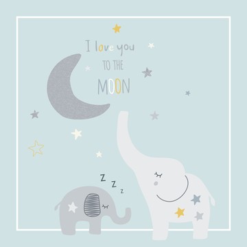 卡通可爱大象月亮星星宝宝