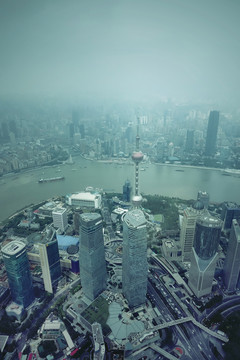 上海中心大厦俯看外滩