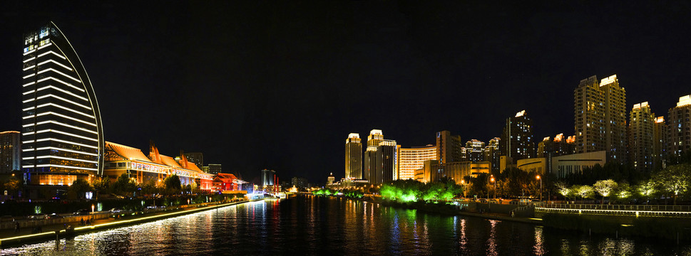 天津海河夜景大画幅