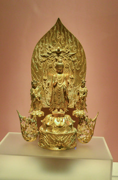 鎏金佛菩萨三尊铜造像