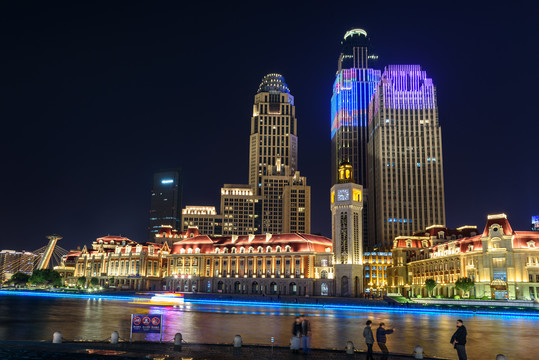 天津海河广场夜景