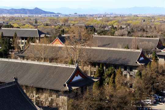 北京大学校园风光俯瞰教学楼群