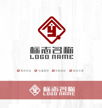 YQ字母标志房子logo