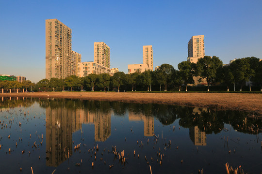 水中建筑倒影