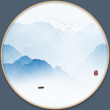 抽象意境水墨画山水画
