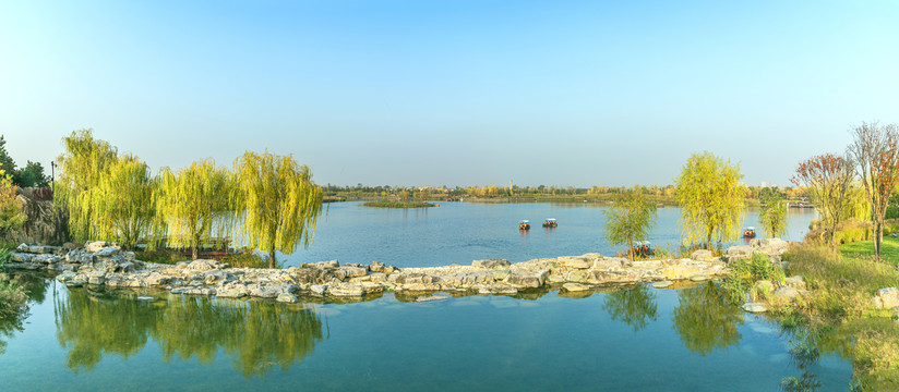 西安渼陂湖风景全景图