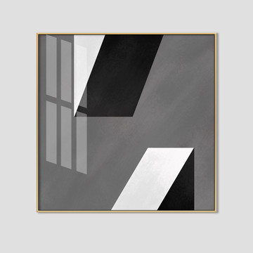 现代简约黑白建筑抽象几何装饰画