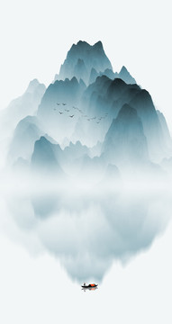水墨意境水墨山水画