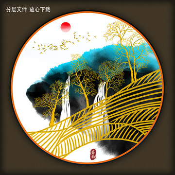 圆形山水画