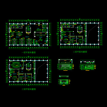 办公空间CAD平面图立面图