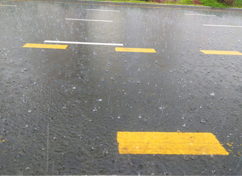 下雨时的城市道路