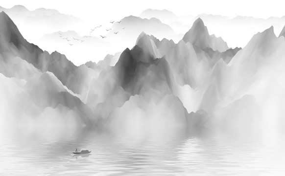 水墨画山水画意境抽象画