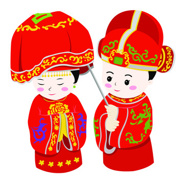 中国风传统服饰新婚夫妇