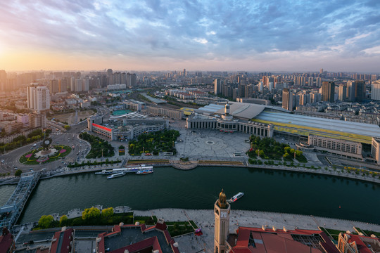 天津城市风光海河广场