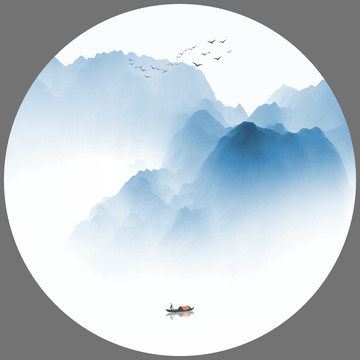 意境水墨画山水画