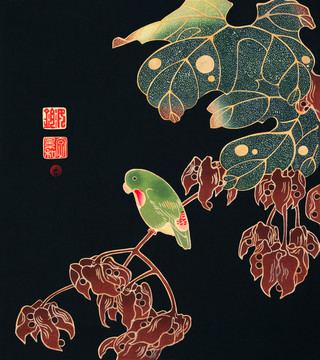 伊藤若冲鹦鹉