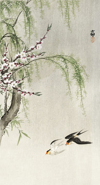 小原古村飞行中的燕子