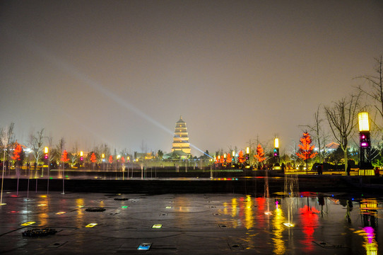 大雁塔喷泉夜景