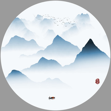 抽象水墨山水画