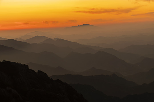 黄山日落