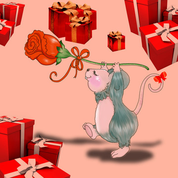 小老鼠送花