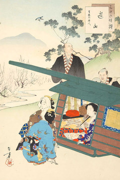 水野年方三十六佳撰遊山享保頃婦人