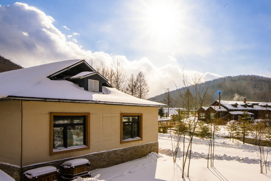 山村雪景