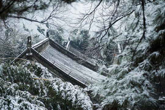 潭柘寺雪景大山古建筑雪景