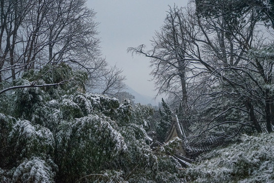 潭柘寺雪景大山古建筑雪景