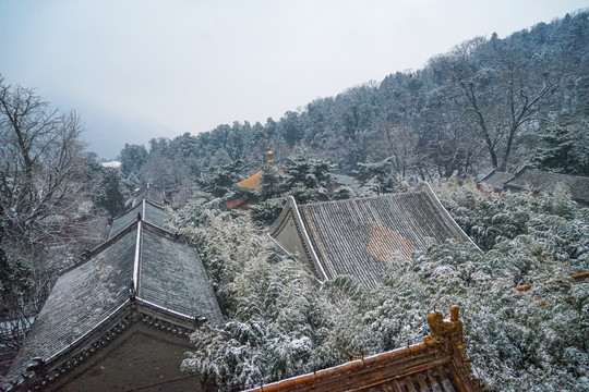 潭柘寺雪景大山古建筑雪景