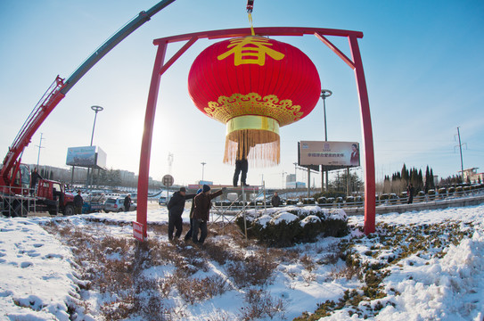 北方冬日美丽的雪后风光