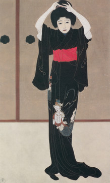 北野恒富鏡之前