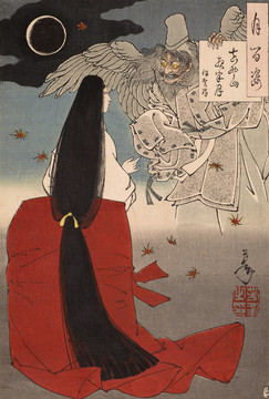 月冈芳年吉野山夜半月伊賀局